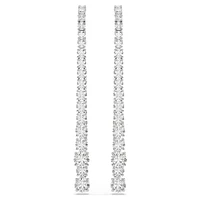 Matrix drop earrings, Gradient of round cuts, White, Rhodium plated by SWAROVSKI