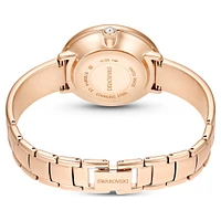 Crystalline bangle watch, Swiss Made, Metal bracelet, Beige, Rose gold-tone finish by SWAROVSKI