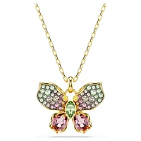 Idyllia pendant, Mixed cuts, Pavé, Butterfly, Multicoloured, Gold-tone plated by SWAROVSKI
