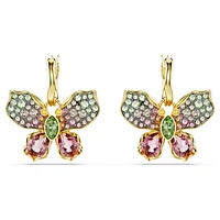 Idyllia drop earrings, Mixed cuts, Pavé, Butterfly, Multicoloured, Gold-tone plated by SWAROVSKI
