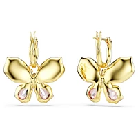 Idyllia drop earrings, Mixed cuts, Pavé, Butterfly, Multicoloured, Gold-tone plated by SWAROVSKI