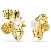 Idyllia clip earrings, Asymmetrical design, Mixed cuts, Pavé, Flower, Multicoloured, Gold-tone plated by SWAROVSKI