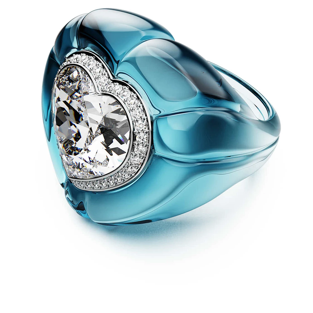 Dulcis cocktail ring, Heart cut, Pavé, Heart, Blue by SWAROVSKI