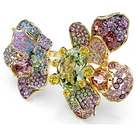 Idyllia ring, Mixed cuts, Pavé, Flower, Multicoloured, Gold-tone plated by SWAROVSKI