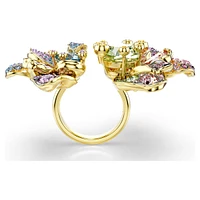 Idyllia ring, Mixed cuts, Pavé, Flower, Multicoloured, Gold-tone plated by SWAROVSKI