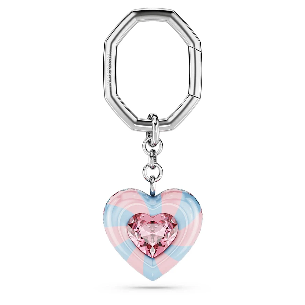 Key ring, Heart cut, Heart, Multicolored, Rhodium plated by SWAROVSKI
