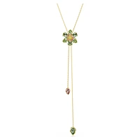 Idyllia Y pendant, Mixed cuts, Flower, Multicoloured, Gold-tone plated by SWAROVSKI