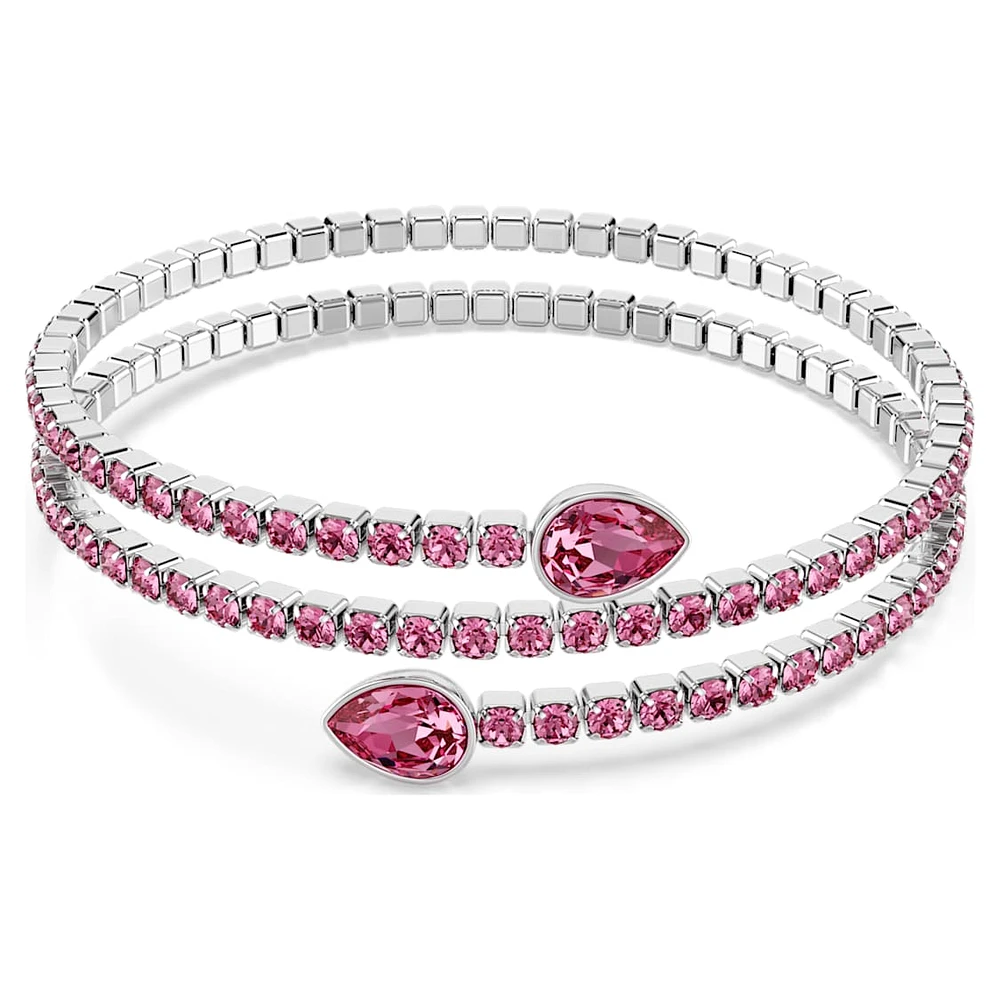 Twisty cuff, Mixed cuts, Pink, Rhodium plated by SWAROVSKI
