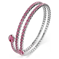 Twisty cuff, Mixed cuts, Pink, Rhodium plated by SWAROVSKI