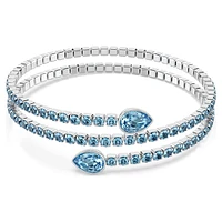Twisty cuff, Mixed cuts, Blue, Rhodium plated by SWAROVSKI