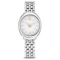 Imber oval watch, Swiss Made, Metal bracelet, Silver tone, Stainless steel by SWAROVSKI