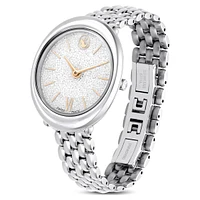 Imber oval watch, Swiss Made, Metal bracelet, Silver tone, Stainless steel by SWAROVSKI
