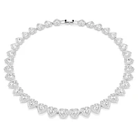 Ariana Grande x Swarovski Tennis necklace, Mixed cuts, Heart, White, Rhodium plated by SWAROVSKI