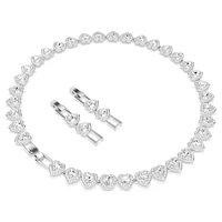 Ariana Grande x Swarovski Tennis necklace, Mixed cuts, Heart, White, Rhodium plated by SWAROVSKI