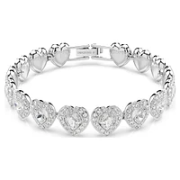 Ariana Grande x Swarovski Tennis bracelet, Mixed cuts, Heart, White, Rhodium plated by SWAROVSKI
