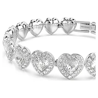Ariana Grande x Swarovski Tennis bracelet, Mixed cuts, Heart, White, Rhodium plated by SWAROVSKI