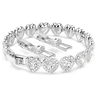 Ariana Grande x Swarovski Tennis bracelet, Mixed cuts, Heart, White, Rhodium plated by SWAROVSKI