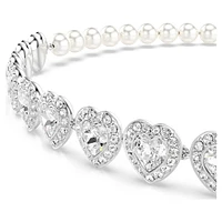 Ariana Grande x Swarovski Tennis choker, Mixed cuts, Crystal pearl, Heart, White, Rhodium plated by SWAROVSKI