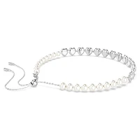 Ariana Grande x Swarovski Tennis choker, Mixed cuts, Crystal pearl, Heart, White, Rhodium plated by SWAROVSKI
