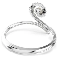 Ariana Grande x SWAROVSKI bangle, Crystal pearl, Baguette cut, White, Rhodium plated by