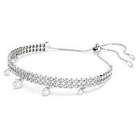 Ariana Grande x Swarovski bracelet, Crystal pearl, Round cut, White, Rhodium plated by SWAROVSKI