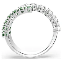 Matrix ring, Mixed cuts, Green, Rhodium plated by SWAROVSKI
