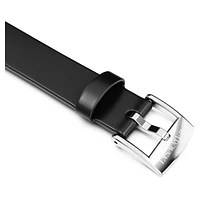 Watch strap, 12 mm (0.47") width, Leather, Black, Stainless steel by SWAROVSKI
