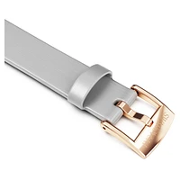 Watch strap, 12 mm (0.47") width, Leather, Silver tone, Rose gold-tone finish by SWAROVSKI