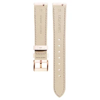 Watch strap, 16 mm (0.63") width, Leather with stitching, Pink, Rose gold-tone finish by SWAROVSKI