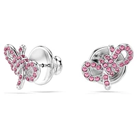 Lifelong Bow stud earrings, Bow, Pink, Rhodium plated by SWAROVSKI