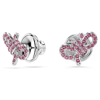 Lifelong Bow stud earrings, Bow, Pink, Rhodium plated by SWAROVSKI