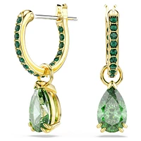 Attract drop earrings, Pear cut, Green, Gold-tone plated by SWAROVSKI