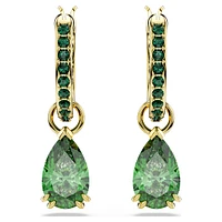 Attract drop earrings, Pear cut, Green, Gold-tone plated by SWAROVSKI