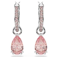 Attract drop earrings, Pear cut, Pink, Rhodium plated by SWAROVSKI