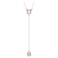 Attract Y necklace, Round cut, Pink, Rhodium plated by SWAROVSKI