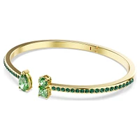 Matrix cuff, Mixed cuts, Green, Gold-tone plated by SWAROVSKI