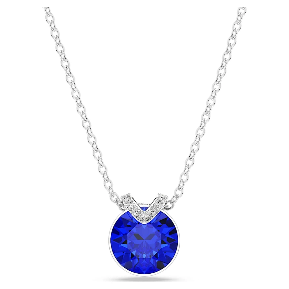 Bella V pendant, Round cut, Blue