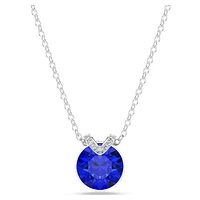 Bella V pendant, Round cut, Blue, Rhodium plated by SWAROVSKI