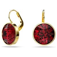 Bella drop earrings, Round cut, Red, Gold-tone plated by SWAROVSKI