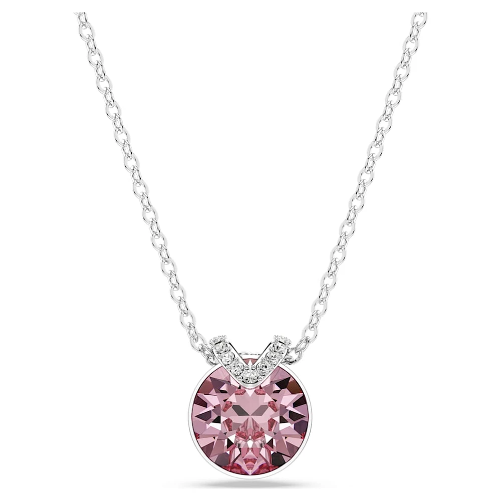 Bella V pendant, Round cut, Pink