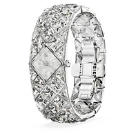 Curiosa bangle watch, Crystal bracelet, Silver tone, Stainless steel by SWAROVSKI