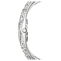 Curiosa bangle watch, Crystal bracelet, Silver tone, Stainless steel by SWAROVSKI