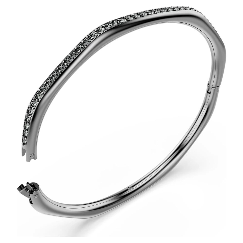 Dextera bangle, Octagon shape, Round cut, White, Ruthenium plated by SWAROVSKI