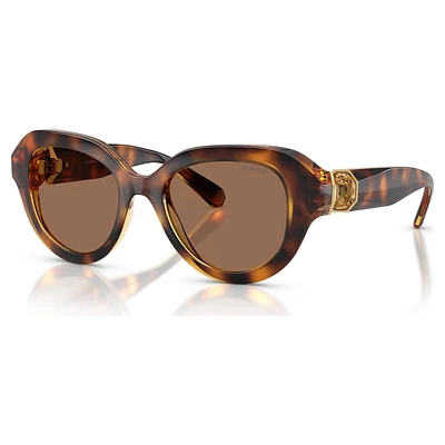 Sunglasses, Round shape, Brown by SWAROVSKI