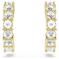 Mini Hoop earrings, Round cut, White, Gold-tone plated by SWAROVSKI