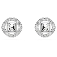 Una Angelic stud earrings, Square cut, White, Rhodium plated by SWAROVSKI