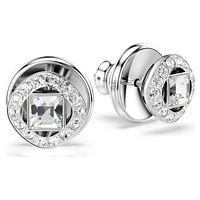 Una Angelic stud earrings, Square cut, White, Rhodium plated by SWAROVSKI