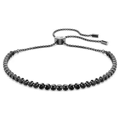 Matrix Tennis bracelet, Mixed round cuts, Black, Ruthenium plated by SWAROVSKI