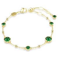 Imber bracelet, Round cut, Green, Gold-tone plated by SWAROVSKI