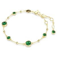 Imber bracelet, Round cut, Green, Gold-tone plated by SWAROVSKI